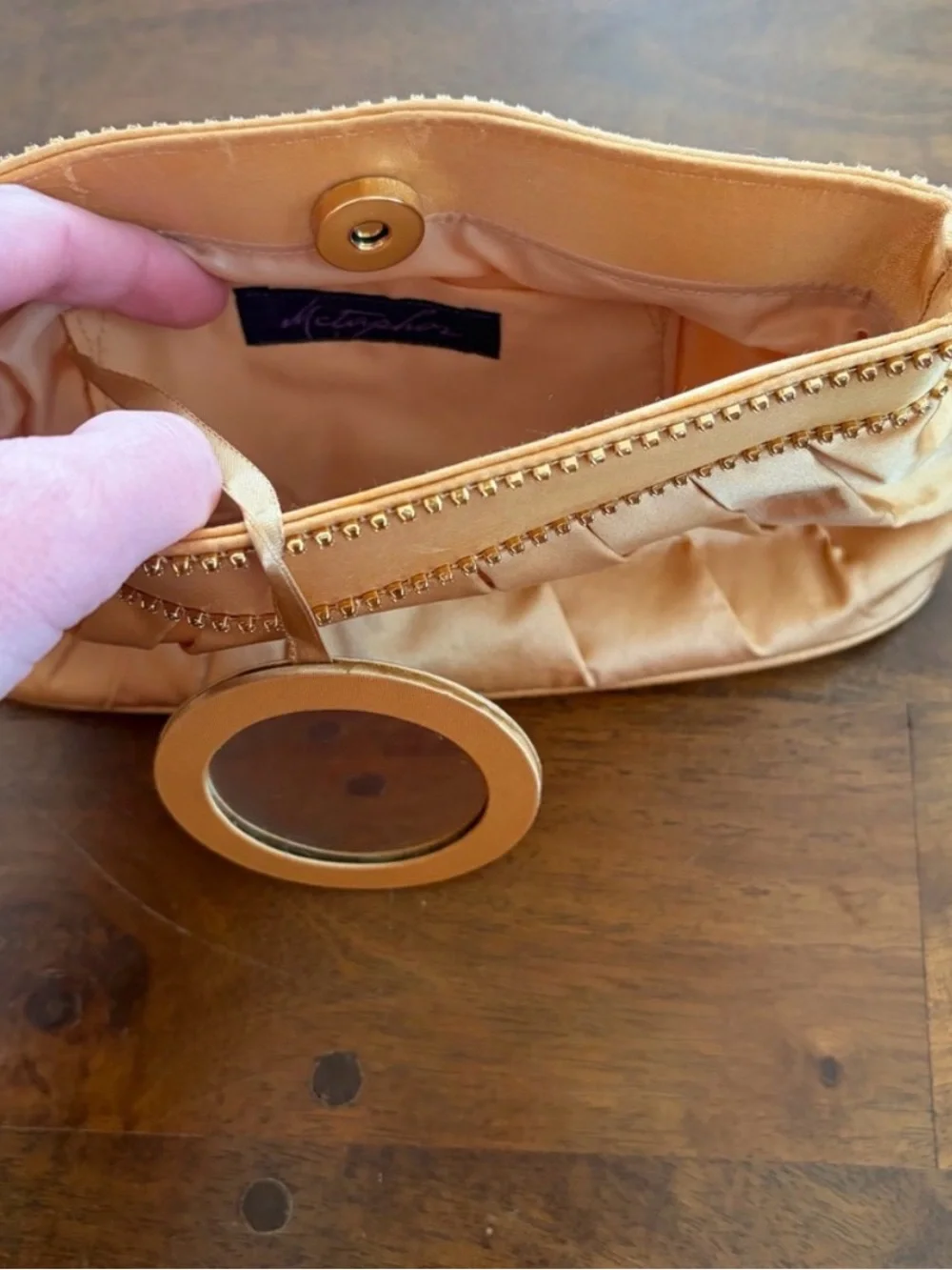 Elegant Satin Gold Pleated Women's Clutch